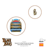 Spanish 1st rate Principe de Asturias back plate and figure head